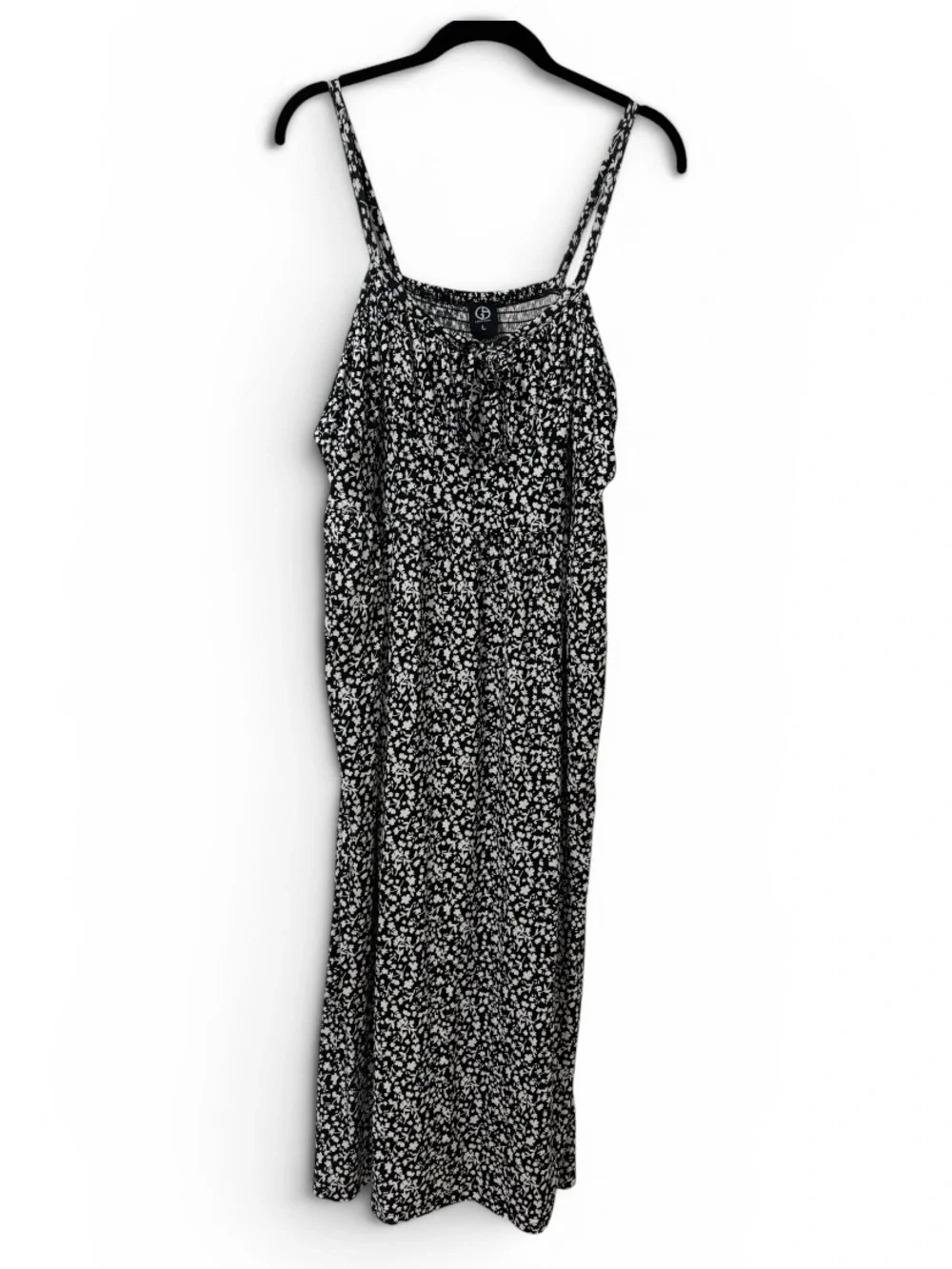 Midi Sundress (L) Group Alina Viscose Soft Stretch Pockets Black White Floral - Picture 2 of 16